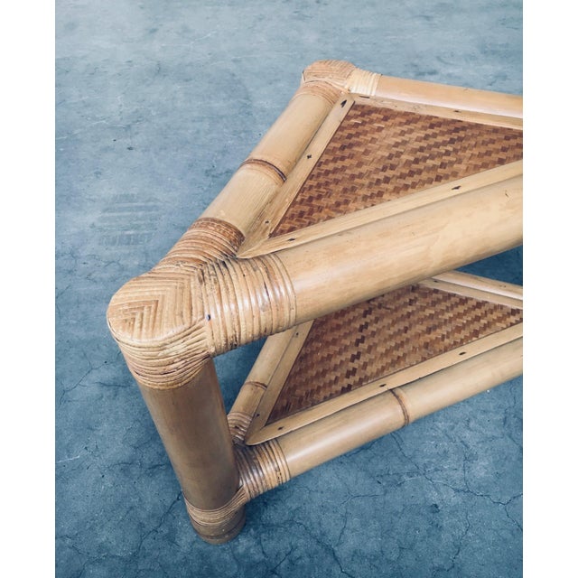 Wood Handcrafted Bamboo Corner Table Set, 1970s, Set of 2 For Sale - Image 7 of 18