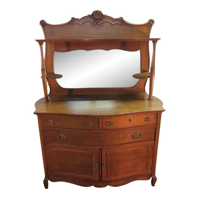 Early 1900's Quartersawn Oak Sideboard For Sale