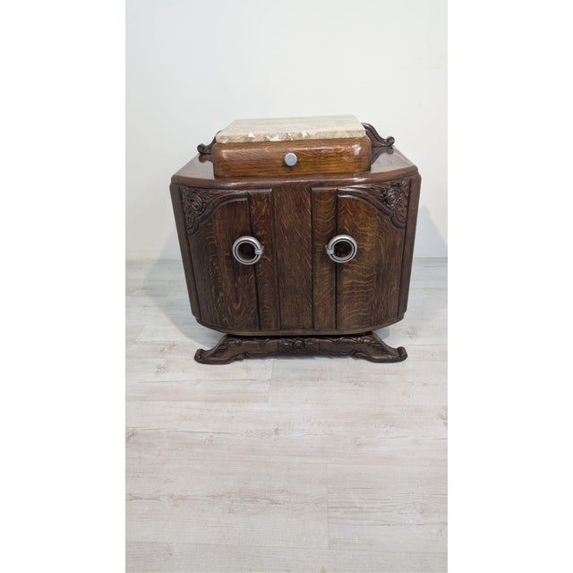 Art Nouveau Oak and Marble Cabinet, 1920s For Sale - Image 16 of 16