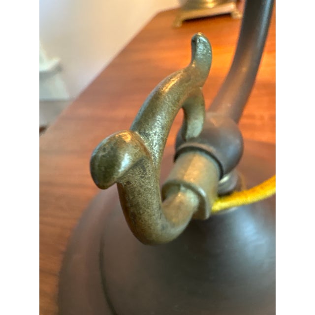 1960s Vintage Arts & Crafts Style Satin Glass Desk Lamp For Sale - Image 5 of 8