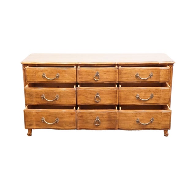 Davis Cabinet Co. Solid Walnut Country French Provincial 64" Triple Dresser 1702 - Fleming Finish For Sale In Kansas City - Image 6 of 15
