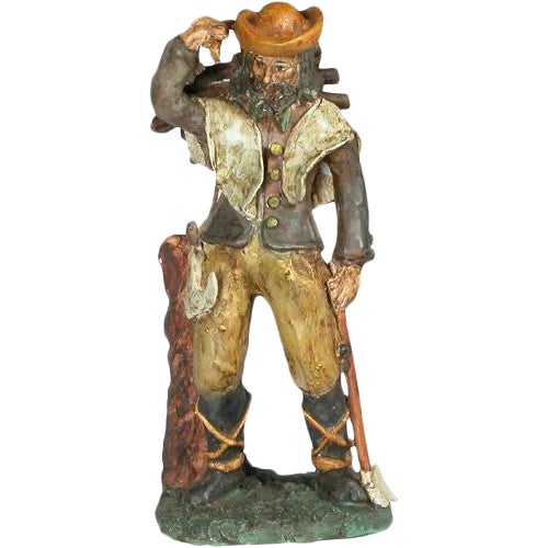 Italian Colorfully Hand Painted Ceramic Peasant Man Figurine - Holiday Decor For Sale