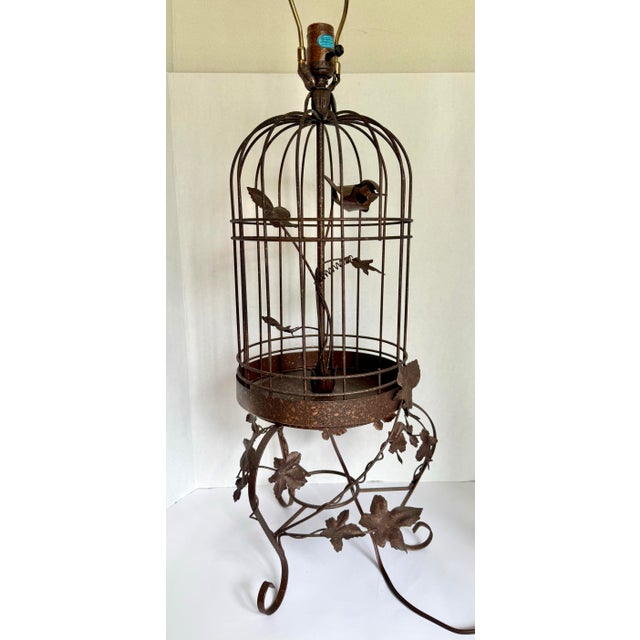 Metal Tole Figurative Birdcage Table Lamp For Sale - Image 10 of 12