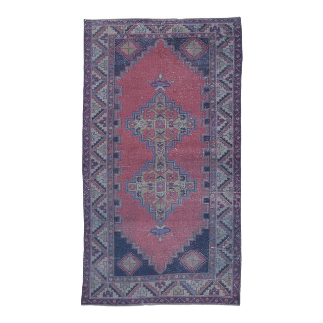 Vintage Turkish Oushak Handmade Wool Runner For Sale