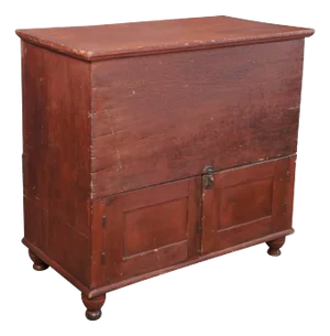 Antique American Painted Farmhouse Sugar Mule Chest Blanket Storage Trunk