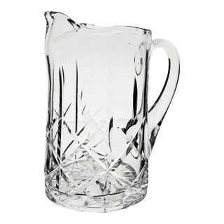 Late 20th Century Royal Brierley Ascot Hand Cut Lead Crystal 32 Oz Ice Lip Pitcher For Sale