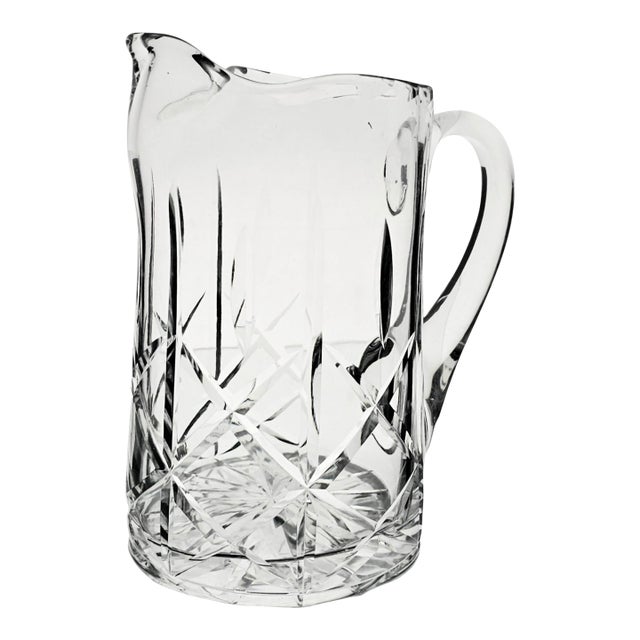 Late 20th Century Royal Brierley Ascot Hand Cut Lead Crystal 32 Oz Ice Lip Pitcher For Sale