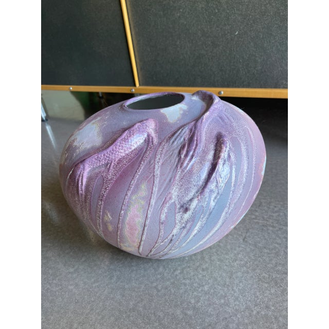 1990s California Modern Tony Evans Raku Koi Large Ceramic Vessel Vase For Sale - Image 10 of 12