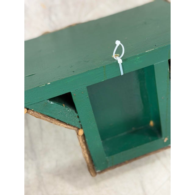 These are a charming pair of vintage rustic wall shelves or wall brackets, finished in a deep forest green and embellished...