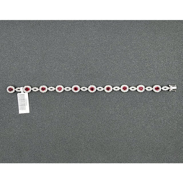8.04 Ct Natural Ruby & Diamond Tennis Bracelet For Sale - Image 9 of 10