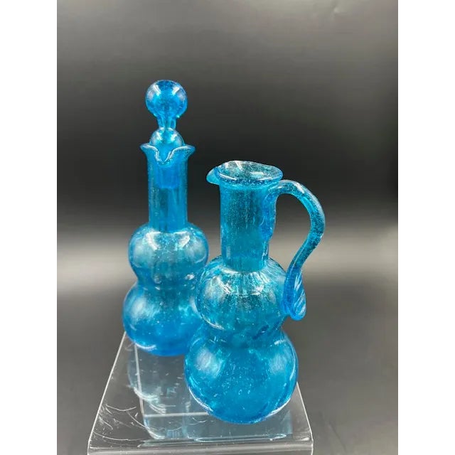 Beautiful hand blown Mexican blue art glass with bubbles and swirls an ALL one-of-a-kind. The color ranges from Cornflower...