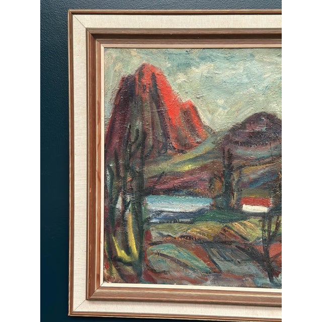 Mid-Century Modern B. Elvsfedt, Hut Between Hills, 1962, Oil on Canvas, Framed For Sale - Image 3 of 18