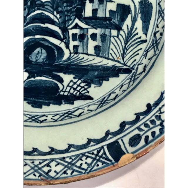 Delft English Lambeth Delft Plate in Shades of Blue by Abigail Griffith - 18th Century For Sale - Image 4 of 7