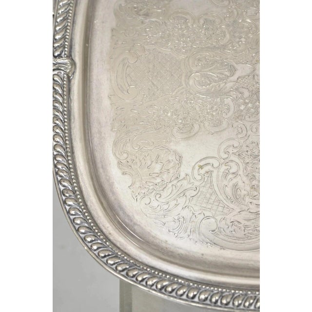 Silver Vintage Victorian Silver Plated Regency Twin Handle Bar Platter Serving Tray For Sale - Image 8 of 11