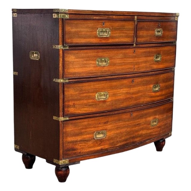 Victorian Campaign Chest with Brass Handles For Sale
