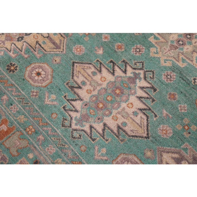 Tribal Kazak Bohemian Kyson Light Green/Light Green Wool Rug - 7'9''x10'1'' For Sale - Image 4 of 10