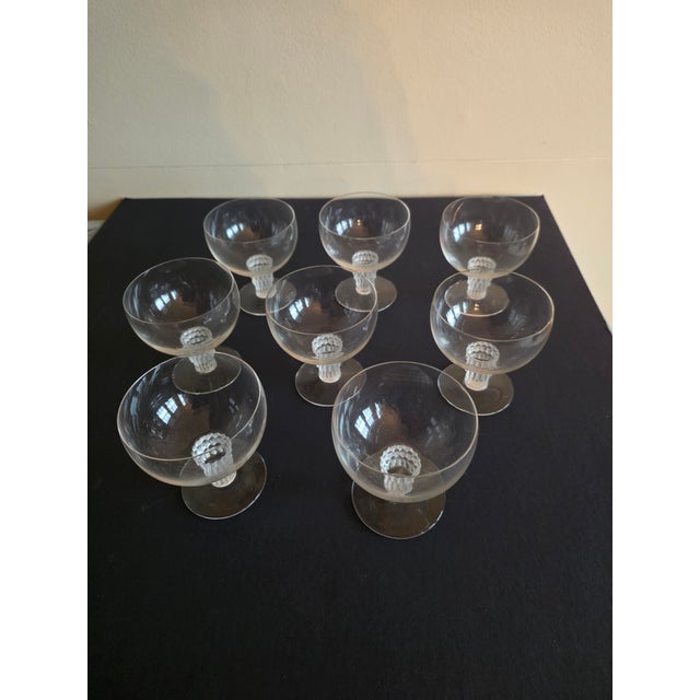 Art Deco 1930s Lalique Art Deco "Bamboo" Pattern Cordials Set of Eight For Sale - Image 3 of 13