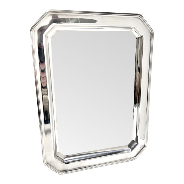 Italian Modernist Stainless Steel Tray – Georgian House Octagonal Serving Tray, Minimalist Bar Cart or Coffee Table Decor For Sale