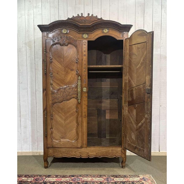 Rennaise Cherrywood Wedding Armoire from François Fils Denot, 1857 For Sale - Image 6 of 18