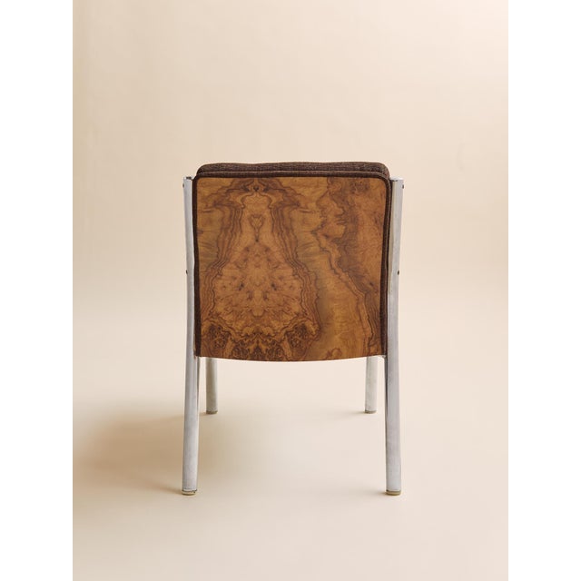1970s Vintage 1970s Chrome & Burl Wood Mid-Century Armchairs For Sale - Image 5 of 10