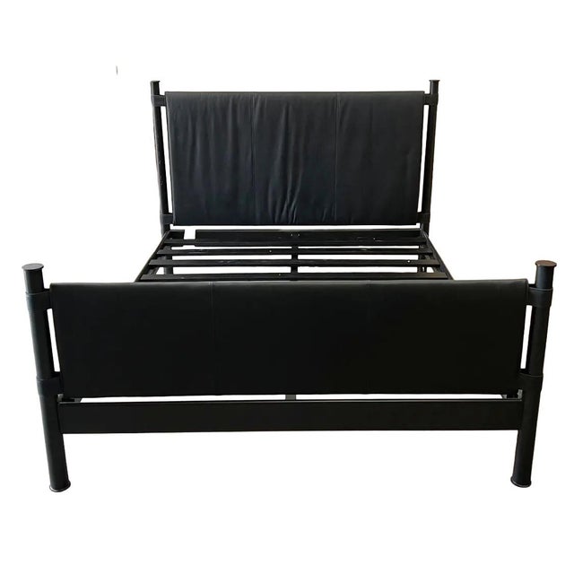Milling Road - MR7021Q - Caged Queen Bed - This metal bedframe is wrapped with stitched black leather panels for an...