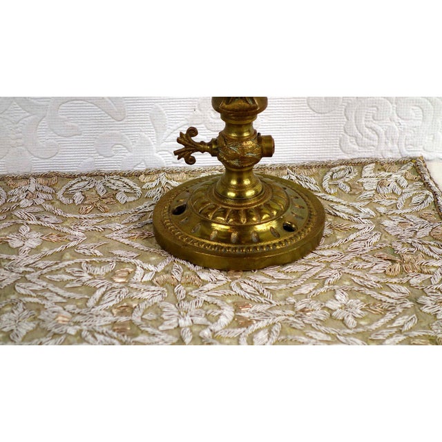 Antique Brass and Glass Torch Wall Lamp from Unbekannt, 1920s For Sale - Image 9 of 10