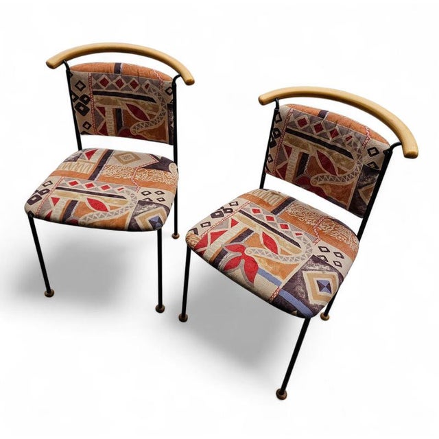 2 x Vintage Italian Side / Desk Chair 1980s Height 83 Width 53 Depth 53 cm This piece is designed in the style of the...