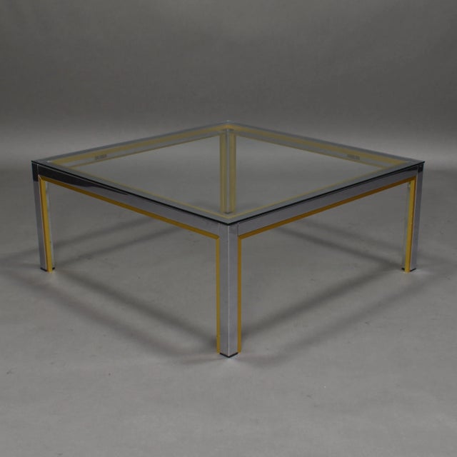 Gold Italian Chrome and Gold Coffee Table, 1970s For Sale - Image 8 of 9