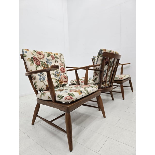 Mid-Century Modern Lounge Chairs with Floral Fabric by Anna-Lülja Praun, Austria, 1950s, Set of 3 For Sale - Image 14 of 18