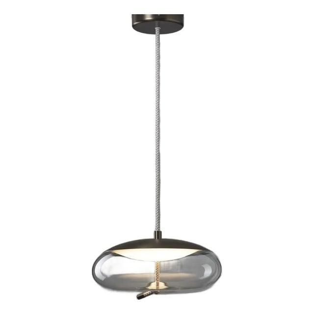Brokis “Knot” suspension lamp in transparent smoke-grey glass, pendant Light For Sale