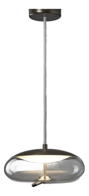 Brokis “Knot” suspension lamp in transparent smoke-grey glass, pendant Light