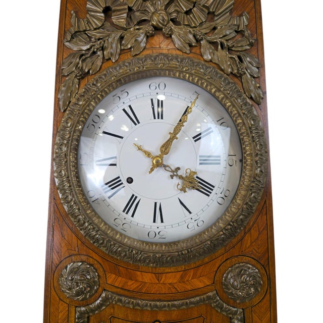 French Inlaid Tapered Longcase Clock with Ormolu, 1870s For Sale - Image 4 of 12