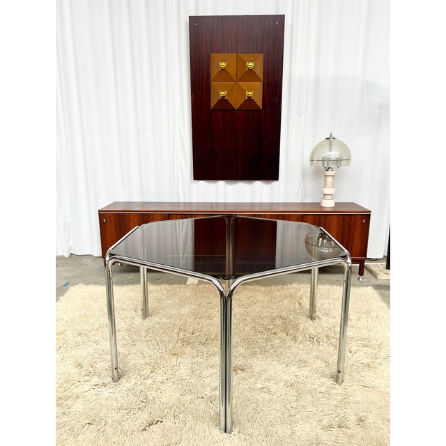 Chrome and Hexagonal Glass Dining Table, 1970s For Sale - Image 4 of 17