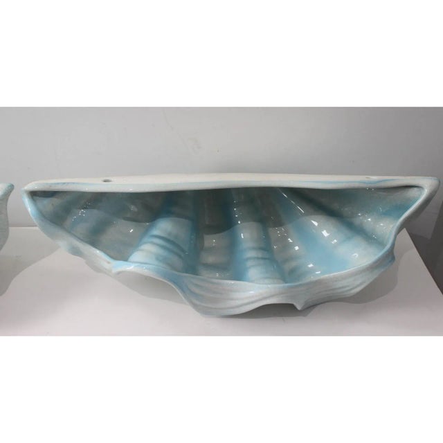 Wall Pockets Clam Shell Ceramic - A Pair For Sale - Image 9 of 13