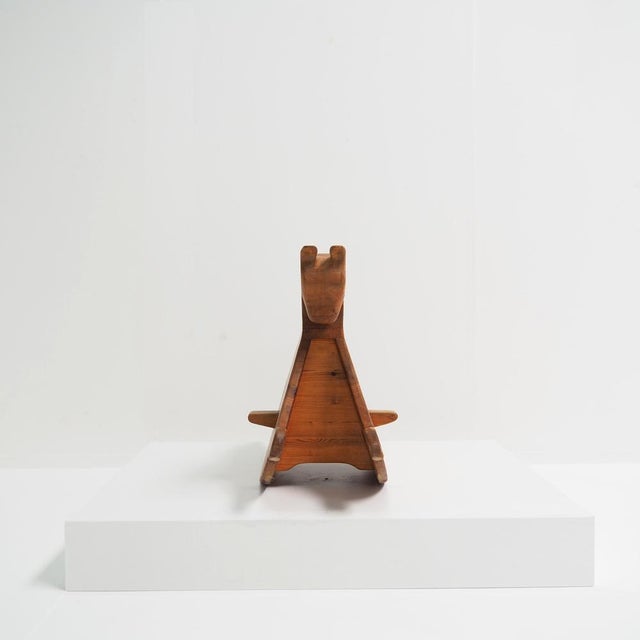 Brown Rocking Horse in Pine, 1970s For Sale - Image 8 of 10