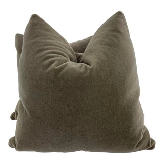 Brunschwig & Fils "Bachelor Mohair" in Khaki 22" Pillows-A Pair For Sale