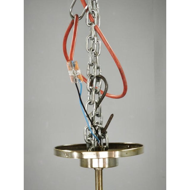 1930s Art Deco Nickel Chandelier with Champagne Glass Shades, 1930s For Sale - Image 5 of 15