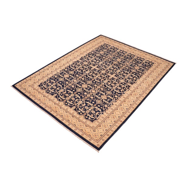 Transitional Classic Ziegler Blue Gold Hand-Knotted Wool Rug - 6'2'' X 9'2'' For Sale - Image 3 of 8