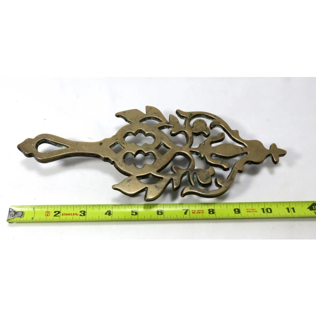 Original Matched Pair of Large Antique Solid Cast Brass Trivets Circa Mid 19th Century For Sale - Image 10 of 13
