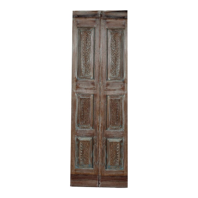 Antique Carved Rustic Farmhouse Door | French Country Style Barn Door 80x28 For Sale