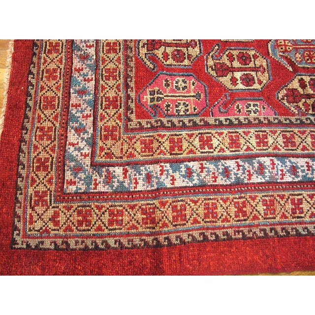 1900s Red Paisley Rustic Antique Turkish Oushak Rug 5' X 6'9" Handknotted Wool Carpet For Sale - Image 4 of 6