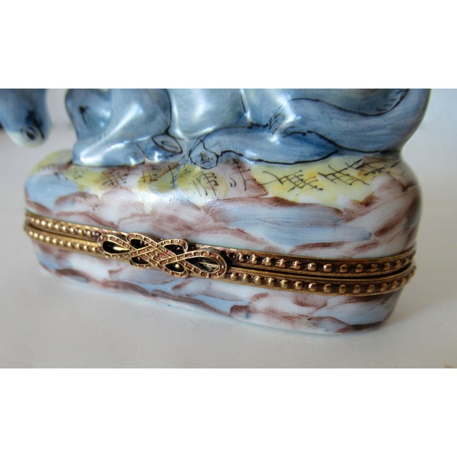 1990s Limoges, France Hand-Painted Donkey Lidded Trinket Box For Sale - Image 5 of 13
