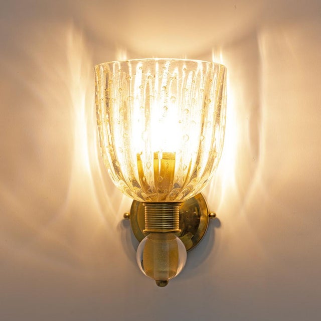 Barovier & Toso Vintage Murano Glass Sconces, 1990, Set of 2 For Sale - Image 4 of 7