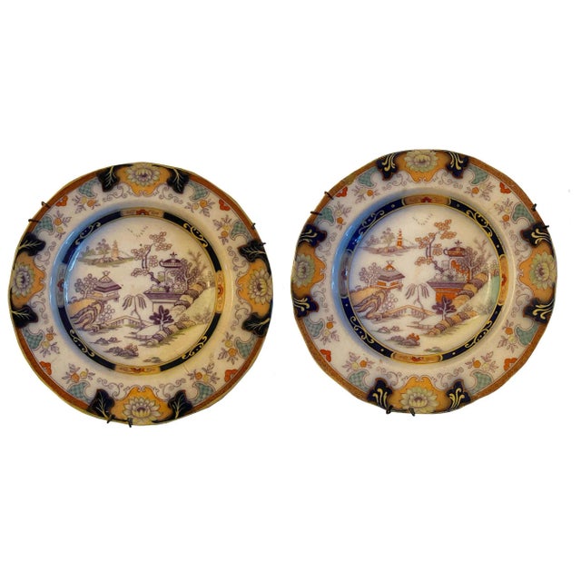 Antique Chinese Polychrome Plates - a Pair For Sale - Image 12 of 12