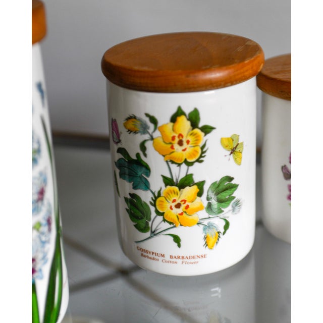 English Set of 3 Portmeirion Botanic Garden Kitchen Storage Canisters Vintage For Sale - Image 3 of 5