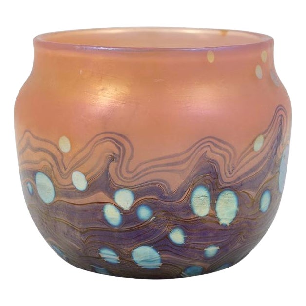 Art Nouveau Cytisus Blue, Orange & Gold Vase from Johann Loetz Witwe, 1890s For Sale