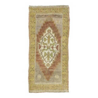 Turkish Mini Rug Oriental Hand Knotted Vintage Rug 1'7" x 3'6" #16618 For Sale