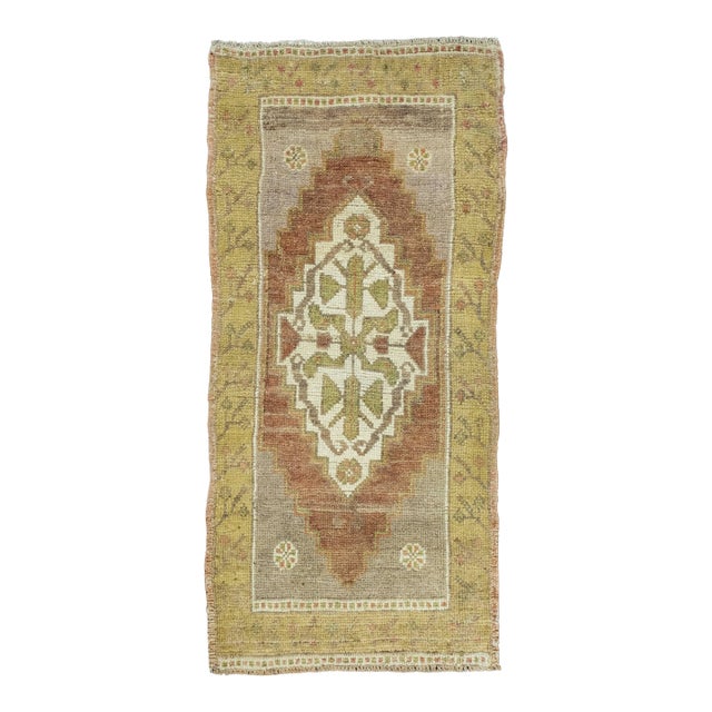 Turkish Mini Rug Oriental Hand Knotted Vintage Rug 1'7" x 3'6" #16618 For Sale