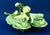 abulous tray with bowls and ladles for strawberries and cream or other sauces, in vitrified majolica ceramic, molded and...