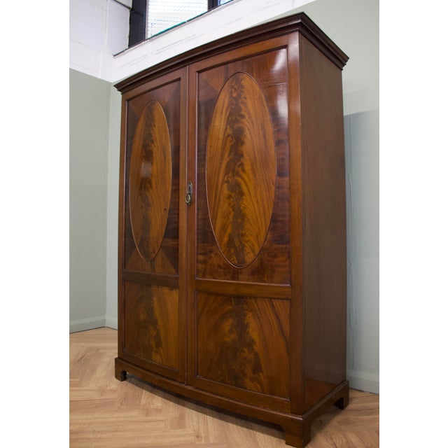 Early 20th Century Antique Edwardian Bow Front Wardrobe, 1900s For Sale - Image 5 of 9